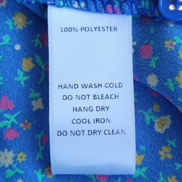 Things Between Blue Ditsy Floral Prairie Midi Tea Dress Boho Cottagecore Indie S - Picture 10 of 13